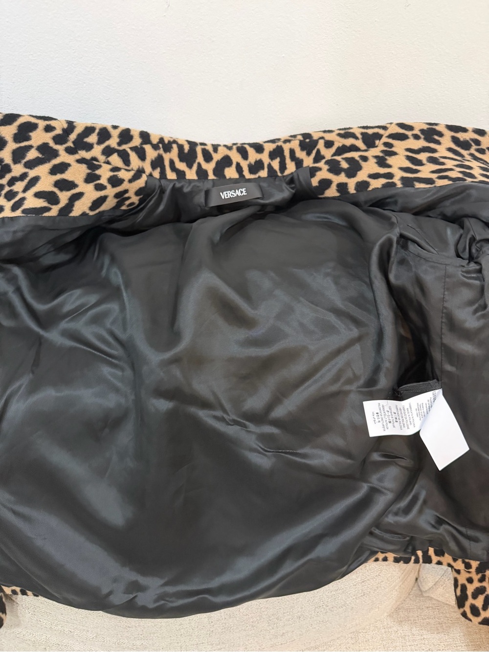 Versace Leopard Print Double-Breasted Jacket - Tan & Black with Gold Buttons - Picture 8 of 10